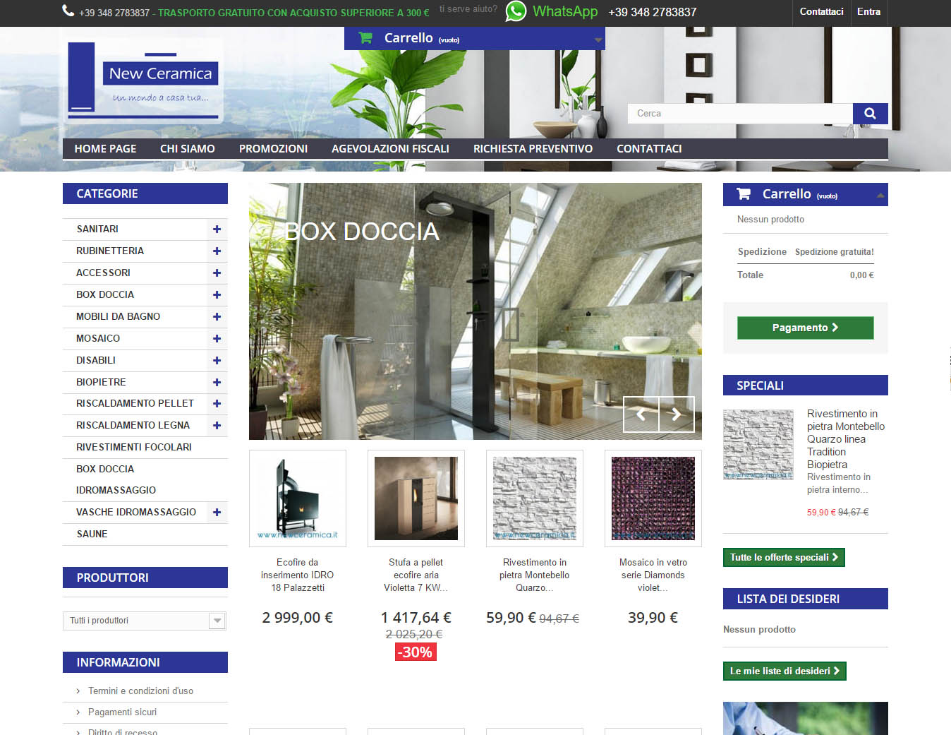 Newceramica website, design and E-commerce devolopment by Marilooweb